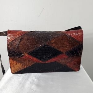 Vintage 70s Genuine Alligator Pachwork Bag